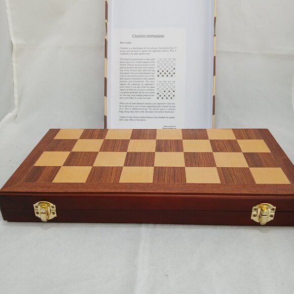 Classic Wooden Checkers with Inlaid Rosewood / Basswood Veneer Board - Picture 3 of 7